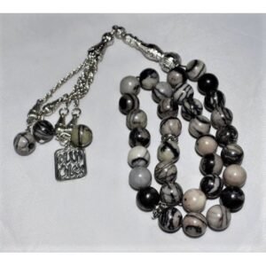 14 Real Grey Marble Tasbih-(10mm)