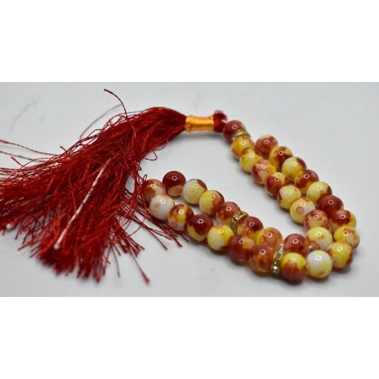 Red & Yellow Marble Tasbih-(10mm)
