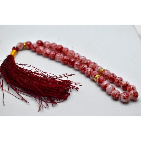 Red and Silver Marble Tasbih