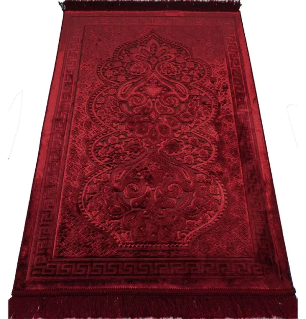17 Luxury Velvet Rug-Paisley Red