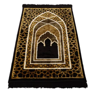18 Saray Plush Rug-Black & Gold