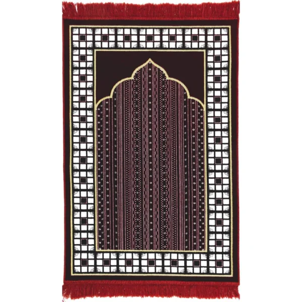 Velvet Vined Arch Prayer Rug-Red