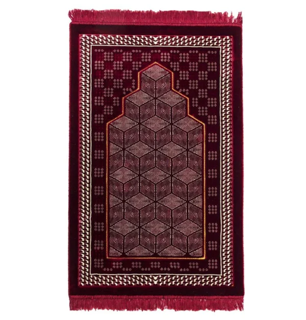 43 Velvet Prayer Rug-Mihrab Red