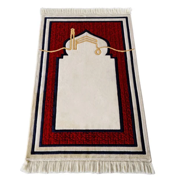 Sukoon Velvet Prayer Rug-Red