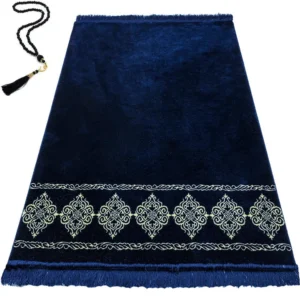 9 Grand Plush Prayer Rug-Navy Blue